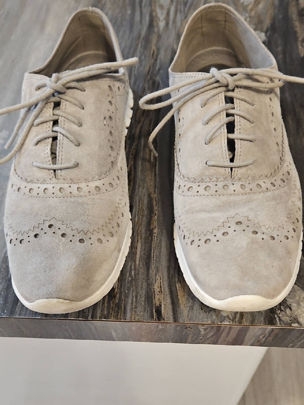 Womens  Suede Wingtip Casual Sneakers - Gray By Cole HAAN